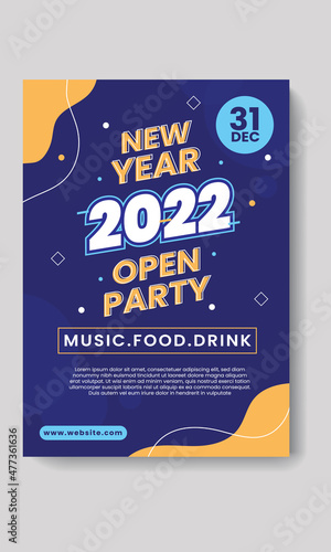 Happy new year 2022 open party flyer template design