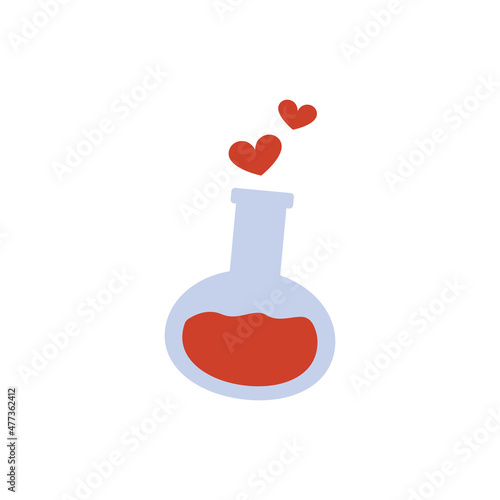 Cute bottle love potion and flask of magic elixir