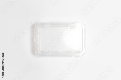 Plastic food container with lid isolated on white background. Storage container.High-resolution photo.Top view. Mock-up. © sabir