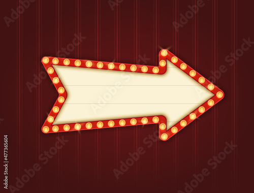 Retro Lightbox in Arrow Shape Template With Red Border