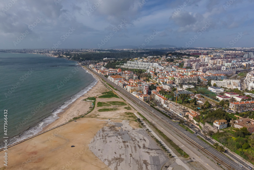 Aerial view of a residential area in Alges, Lisbon, Portugal. Aerial view of a residential area in Alges, Lisbon, Portugal.