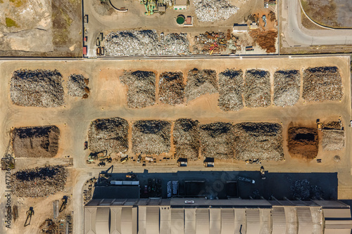 Aerial view of a giant quarry and construction site at Ecometais, a Treatment and recycling plant in Aldeia de Paio Pires industrial area, Setubal, Portugal. photo