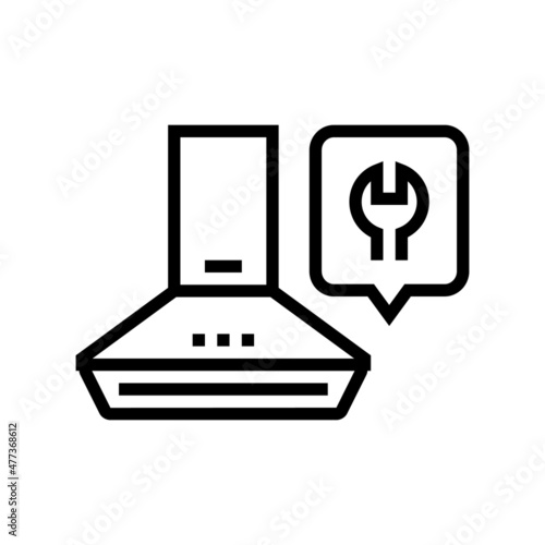 cooker hood repair line icon vector. cooker hood repair sign. isolated contour symbol black illustration