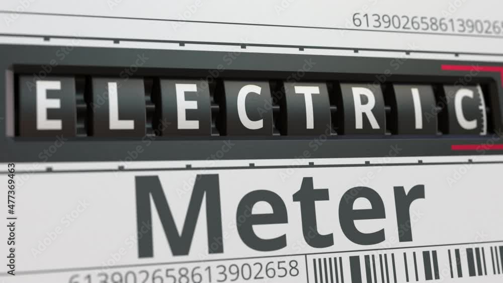 Analog counter or meter with ELECTRIC text. Conceptual 3D animation