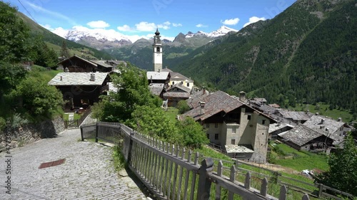 Idyllic sight in the beautiful village of Antagnod in the Ayas Valley, Aosta Valley, Italy. photo