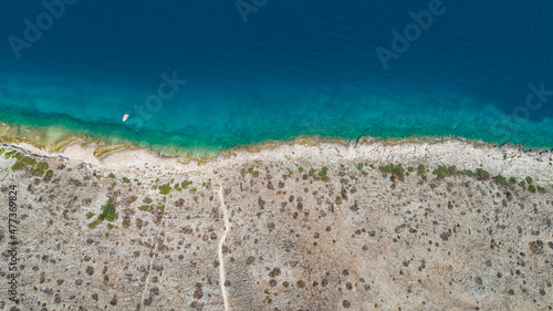 Aerial view of Otocic Lavdara, a beautiful island along the Croatian coastline, Croatia. photo