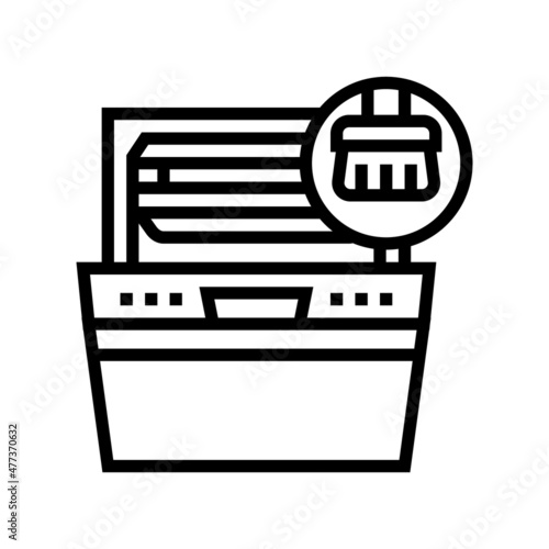 oven cleaning line icon vector. oven cleaning sign. isolated contour symbol black illustration