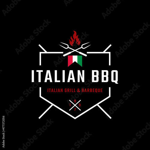 Classic Vintage Retro Label Badge Emblem Italian Grill Barbeque Logo Design Inspiration