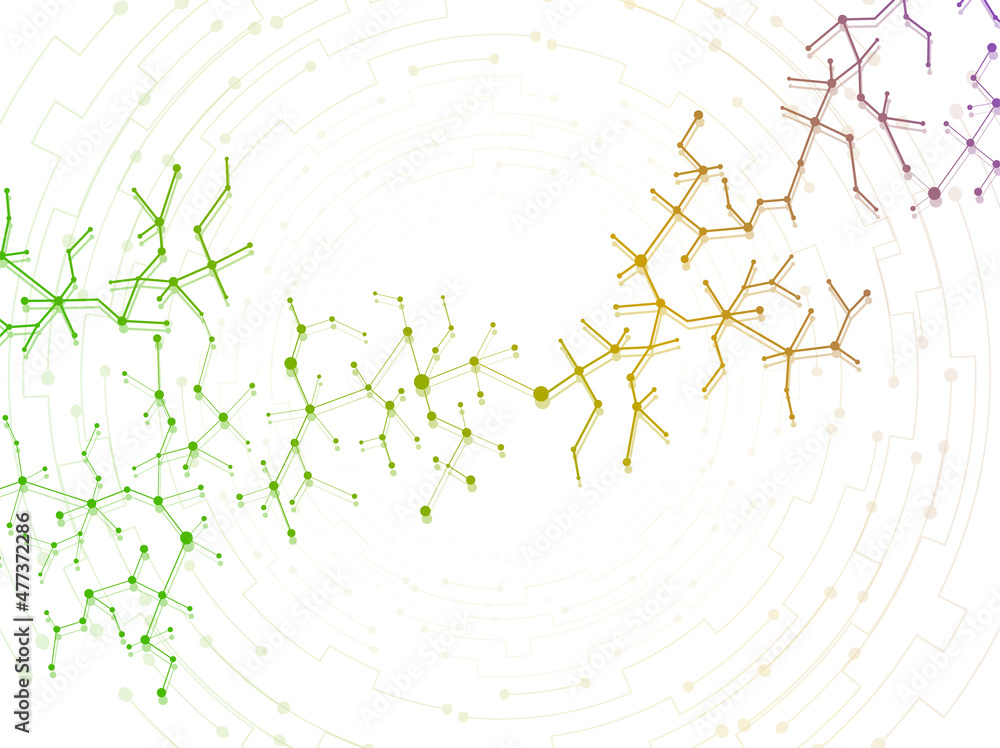 Molecular structure background. Science template wallpaper or banner with a DNA molecules.