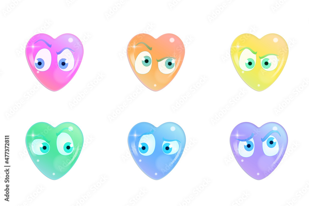 face emotion facial expressions set vector heart face emotion facial expressions set vector heart