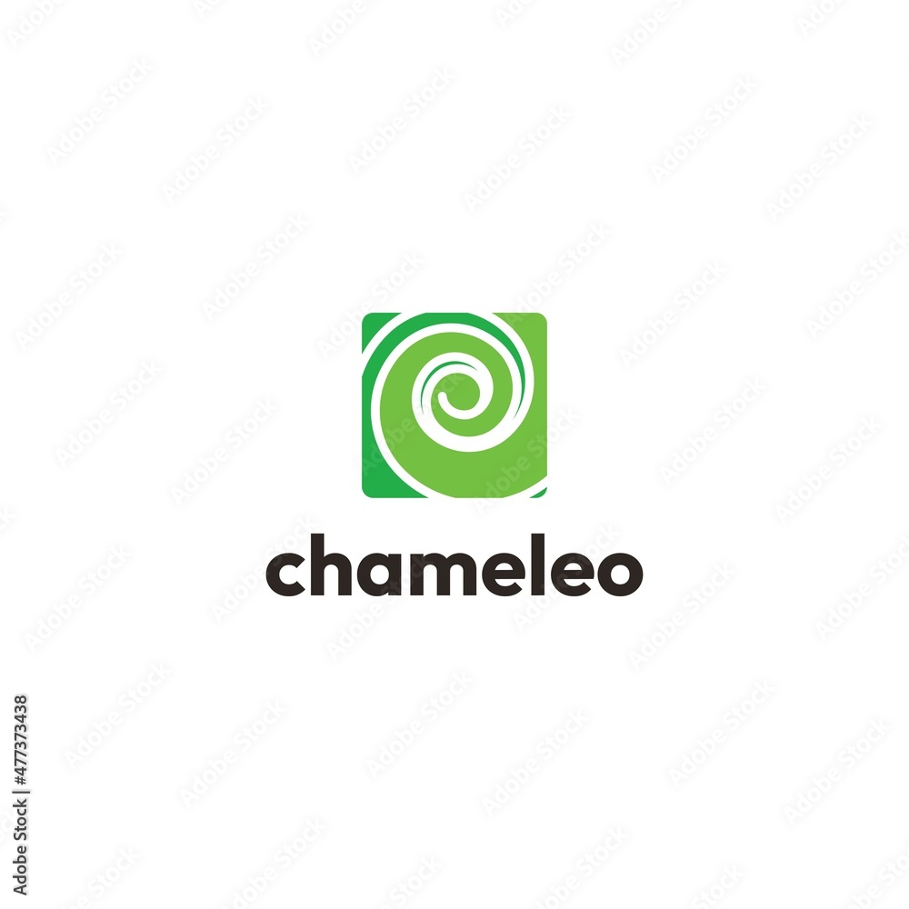 Simple chameleon green tail logo design template