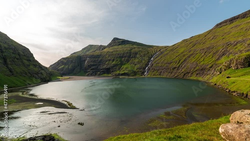 Motion timelapse of a waterfall in the Faroe 
