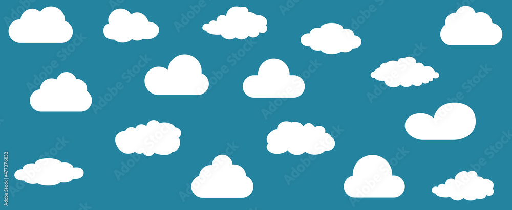 Clouds set isolated on background. Collection of clouds for web site, poster, placard and wallpaper. Creative modern concept. Clouds vector illustration Clouds set isolated on background. Collection of clouds for web site, poster, placard and wallpaper. Creative modern concept. Clouds vector illustration