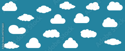 Clouds set isolated on background. Collection of clouds for web site, poster, placard and wallpaper. Creative modern concept. Clouds vector illustration