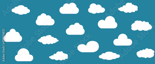 Clouds set isolated on background. Collection of clouds for web site, poster, placard and wallpaper. Creative modern concept. Clouds vector illustration