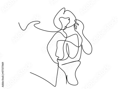 woman makes okey like sign drawing art design