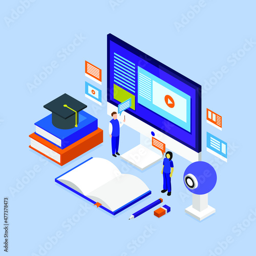 Online education isometric
