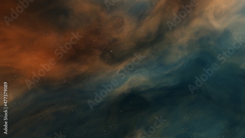 Nebula in space, science fiction wallpaper, stars and galaxy, 3d illustration