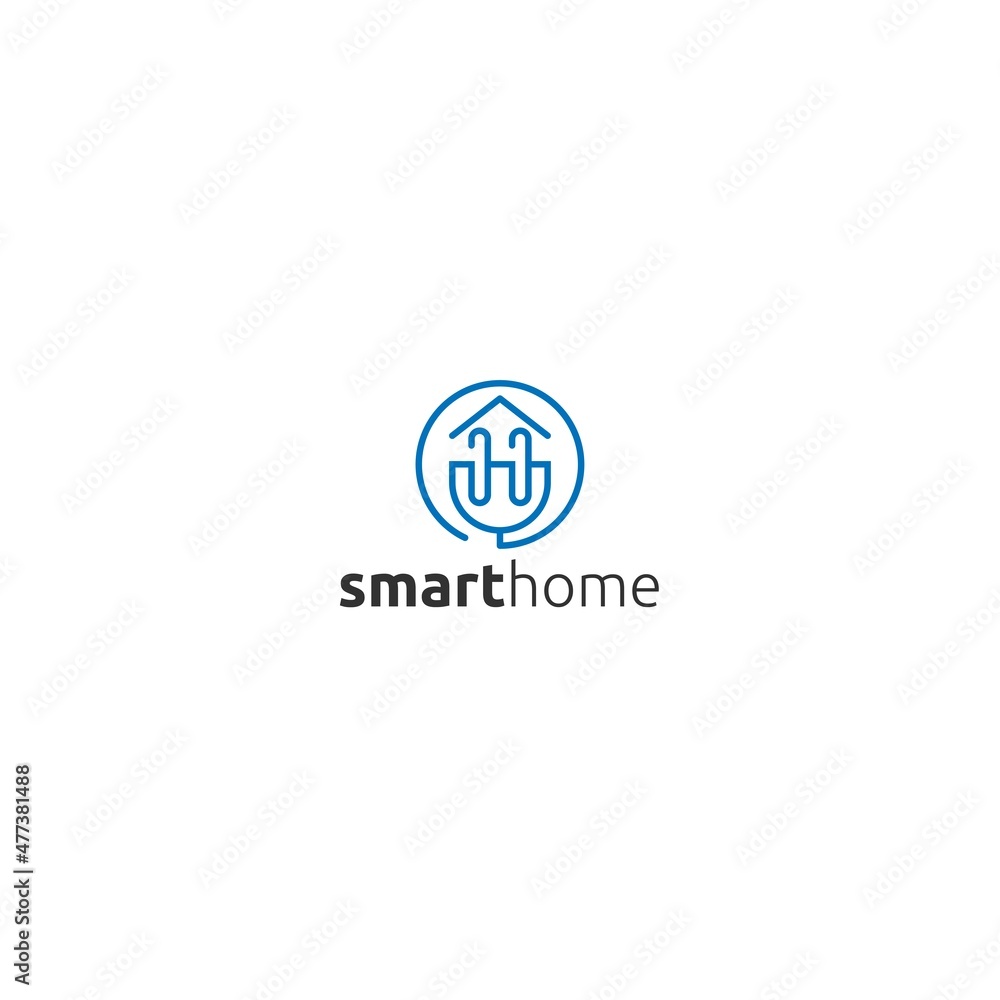 Minimalist design Smart Home house logo design