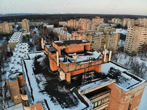 Aerial view of GSM antennas on the roof photo