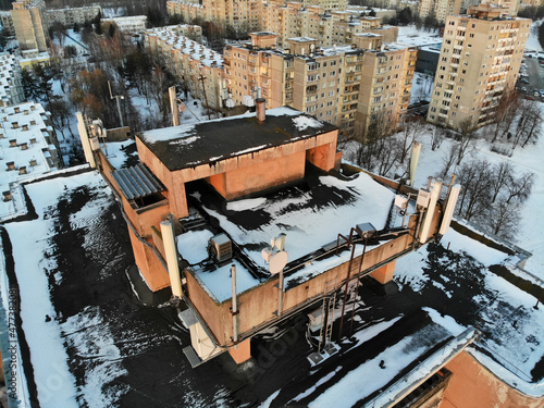 Aerial view of GSM antennas on the roof