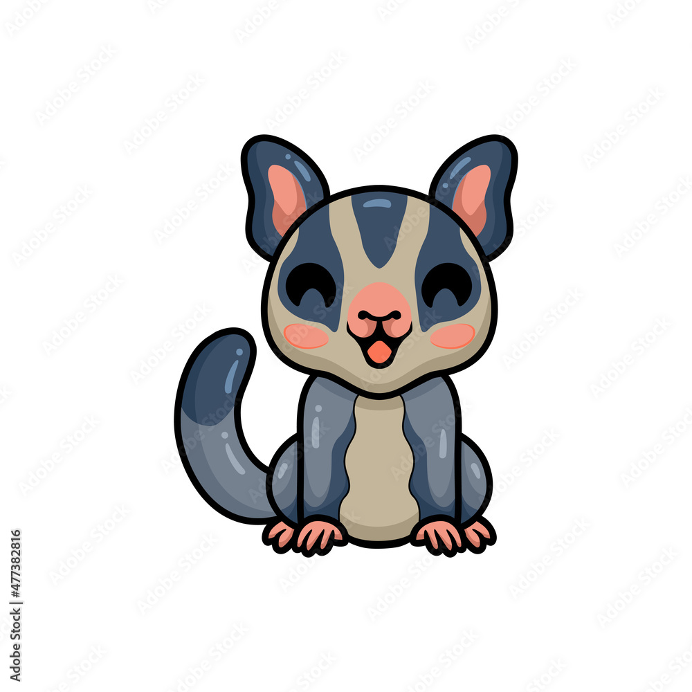 Cute little sugar glider cartoon sitting Cute little sugar glider cartoon sitting