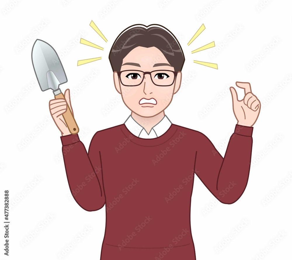 赤いセーターを着たお父さん