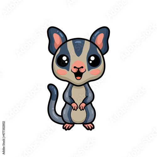 Cute little sugar glider cartoon standing