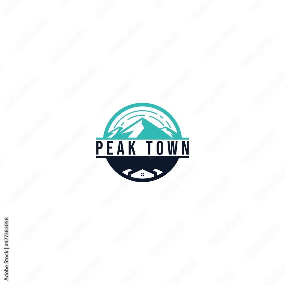 Modern design flat colorful Peak Town logo design