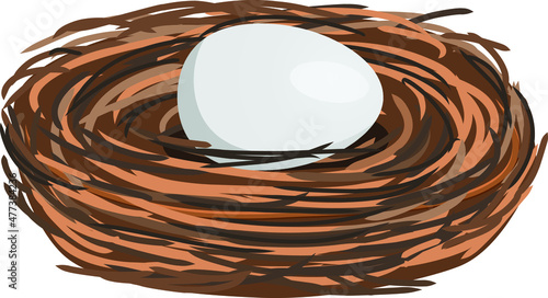 White egg on hay nest vector