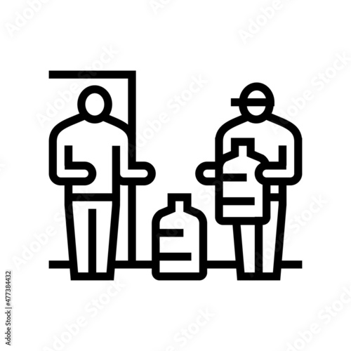 delivery water line icon vector. delivery water sign. isolated contour symbol black illustration