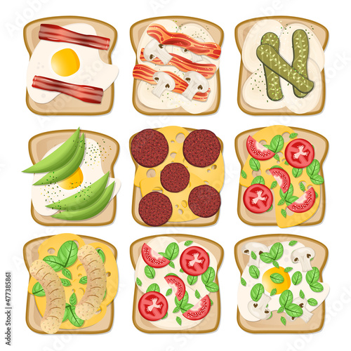 Toast food concept break fast vector illustration