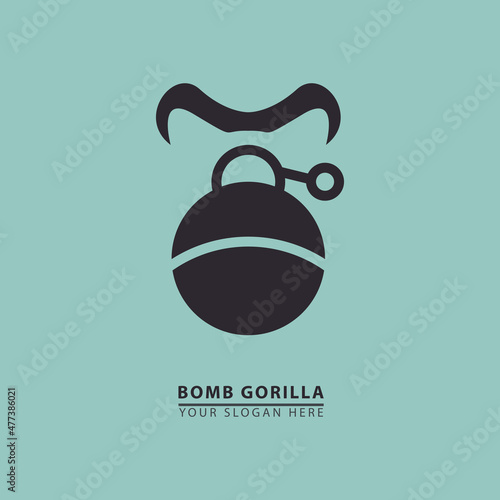 gorilla mouth vector forming a bomb for logo icon