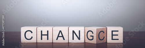 Fototapete Wooden Blocks Chance Change Business Concept