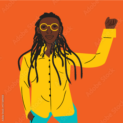 Gay woman raising her fist 