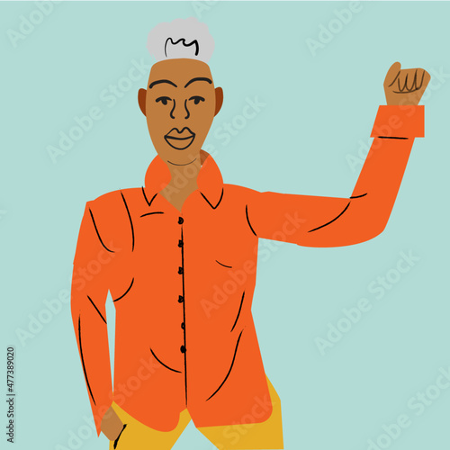 Gay woman raising her fist 