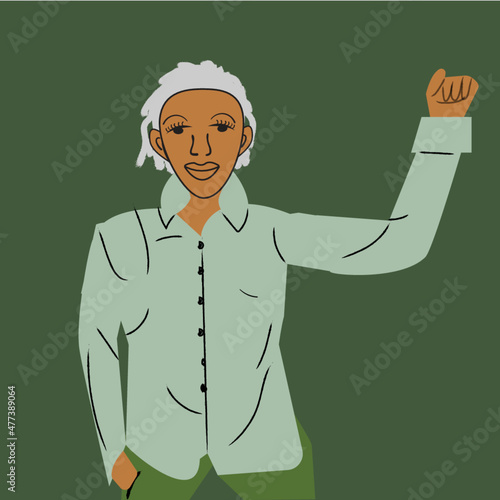 Gay woman raising her fist 