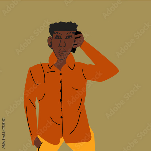 Gay masculine woman on the phone