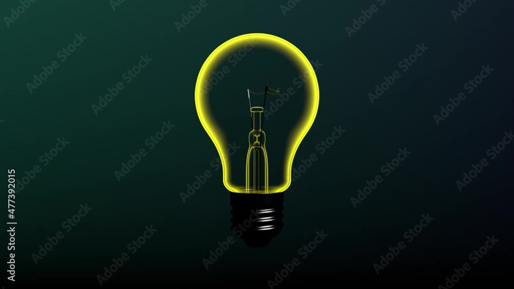 3D rendering of an abstraction of a light bulb shining with different lights.