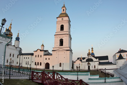 Evening view of St. Sophia Cathedral in Tobolsk city, Russia