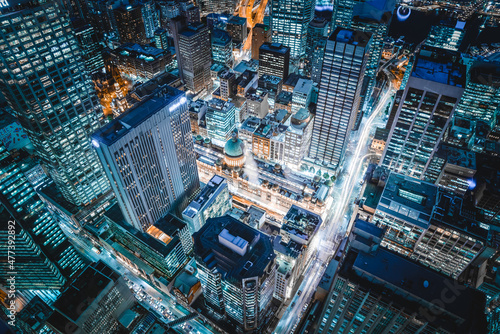 Wallpaper Mural Aerial view of city buildings during night time Torontodigital.ca