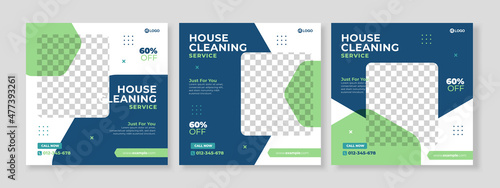 cleaning service banner social media template premium vector
