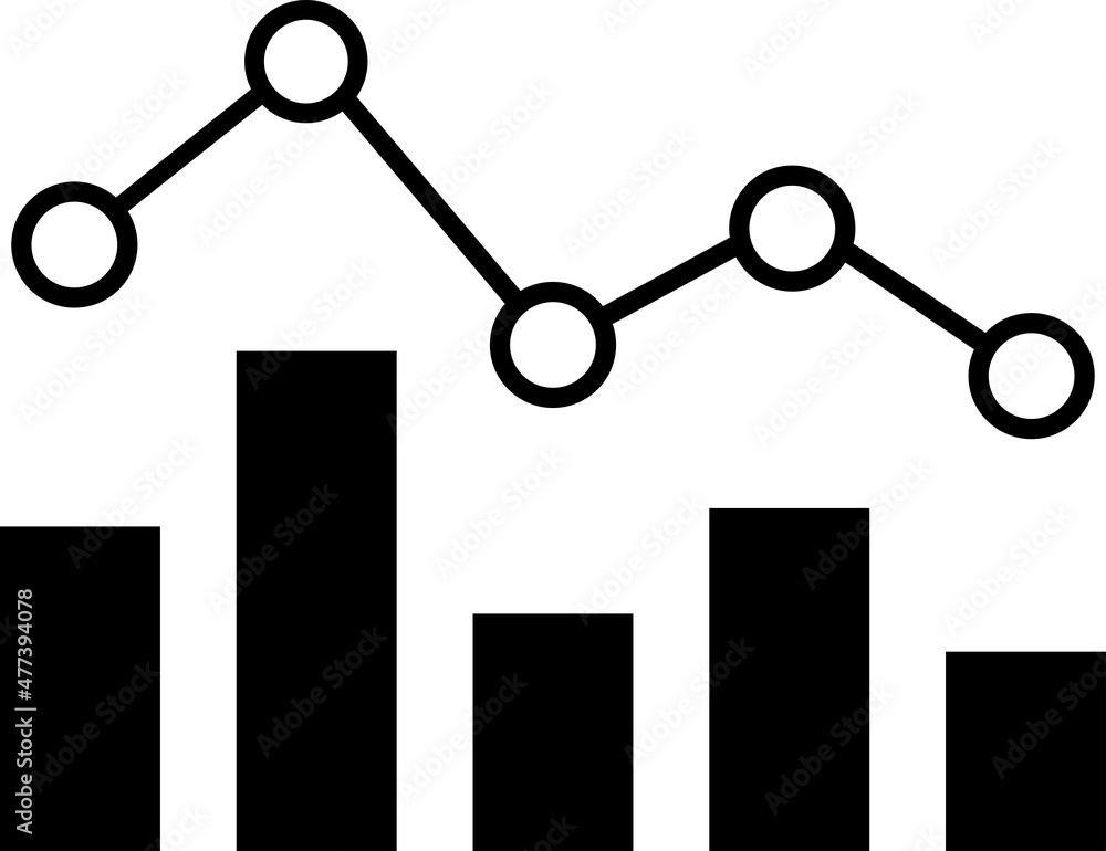 グラフ　減少　棒グラフ　折れ線グラフ　モノクロ　経済　数学