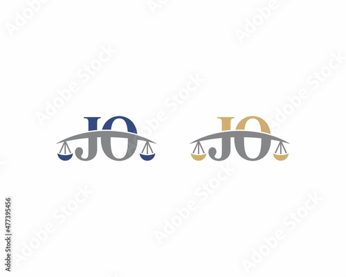 Letters JO Logo With Scale of Justice Logo Icon 001