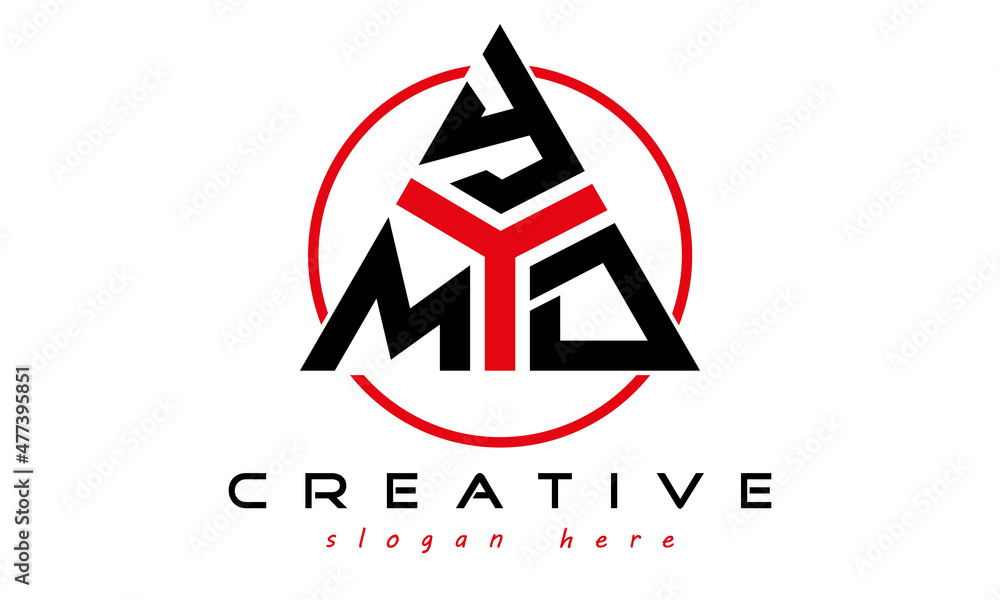 triangle badge with circle MYD letter logo design vector, business logo, icon shape logo, stylish logo template - obrazy, fototapety, plakaty 