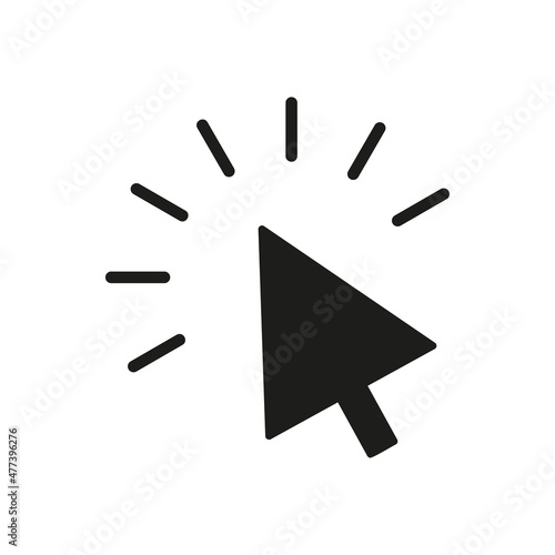 Clicking cursor icon. Arrow sign. Computer button. Technology background. Line symbol. Vector illustration. Stock image. 