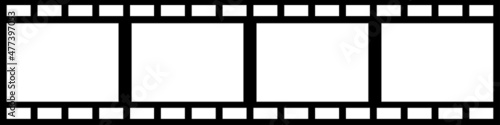 Film strip icon. Cinematography concept. Film symbol. Black background. Old camera. Vector illustration. Stock image.