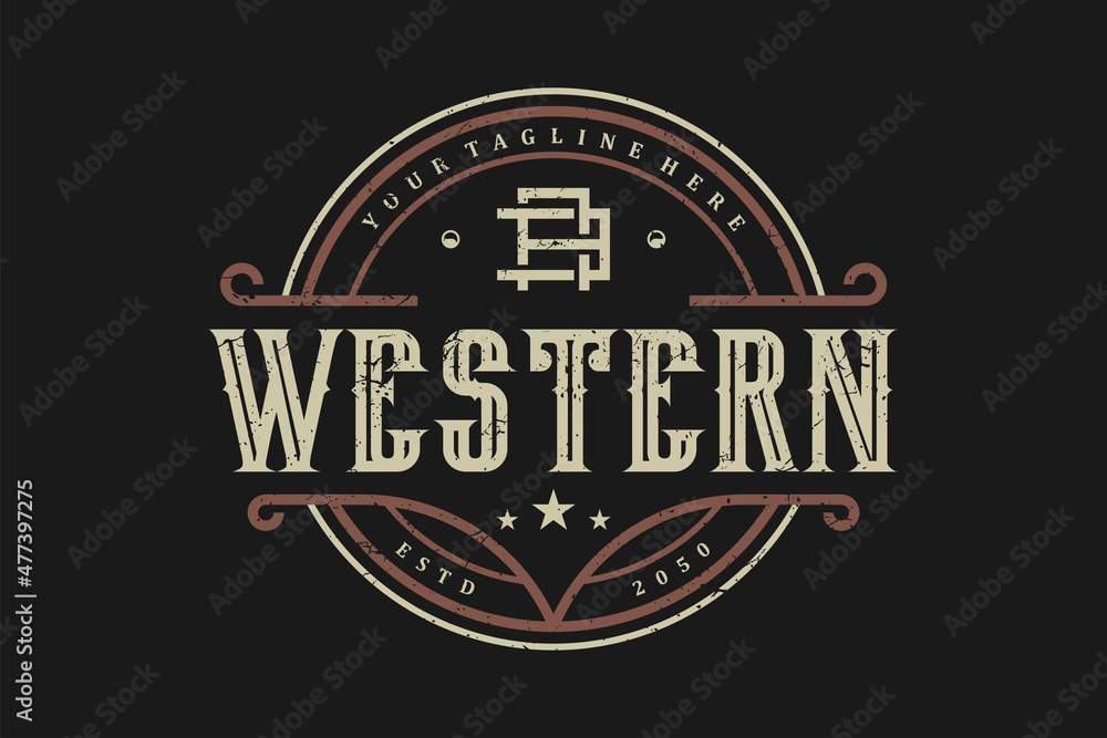 Vintage Country Emblem Typography for Western Bar Restaurant Logo design inspiration