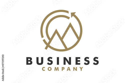 Golden Monogram Initials Letter C M CM or MC premium luxury logo design inspiration