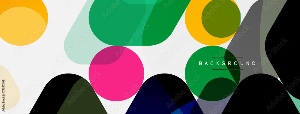 Color bubbles and rounded geometric shapes on white. Vector geometric minimal abstract background for wallpaper, banner, background, landing page Color bubbles and rounded geometric shapes on white. Vector geometric minimal abstract background for wallpaper, banner, background, landing page